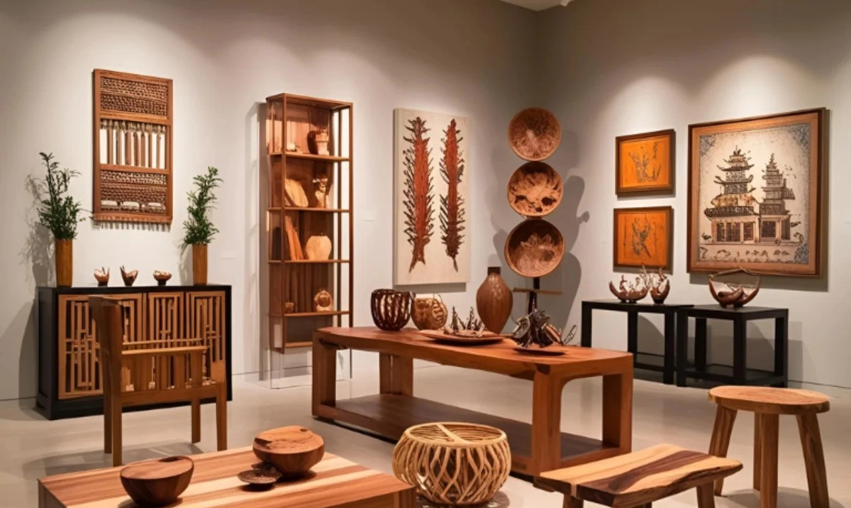 Close-up of artisan hands wood carving, representing Intellectual Property in Contemporary Craft in luxury furniture.