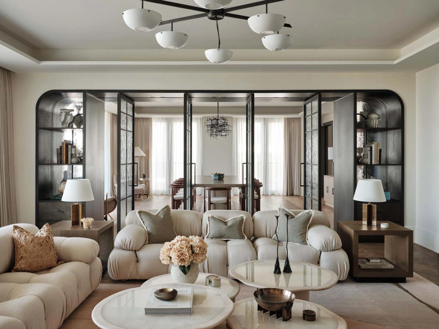 Quiet luxury interior design featuring a lived-in aesthetic, natural materials, neutral tones, soft textures, and contemporary minimalist luxury architecture.